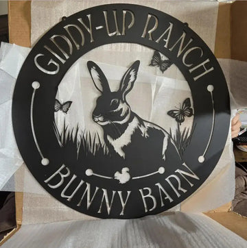 Custom Metal Bunny Garden Decoration, Personalized Yard Signs