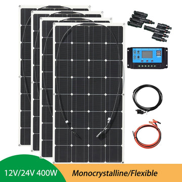 1PCS~ 6PCS 100W Flexible Solar Panel Kit Module 100 W 200W 300W 400W 500W 600W 12V/24V Cell Battery Charger Home  RV Plate China