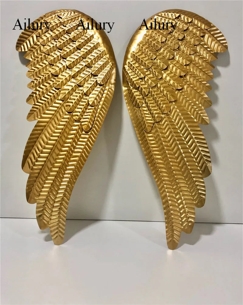50cm Big Golden Christmas Hanging Iron Angel Wings Set,Indoor Home Decoration Desktop Oranment,Fireplace Porch Pendant