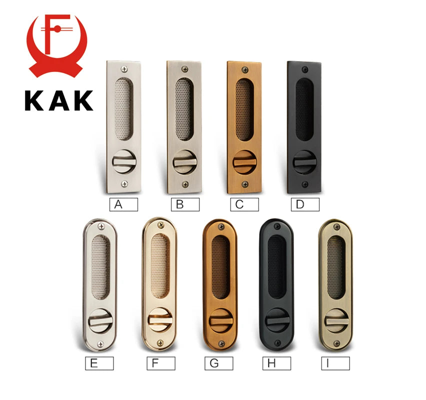 KAK Mute Mortice Sliding Door Lock Hidde Handle Interior Door Pull Lock Modern Anti-theft Room Wood Door Lock Furniture Hardware