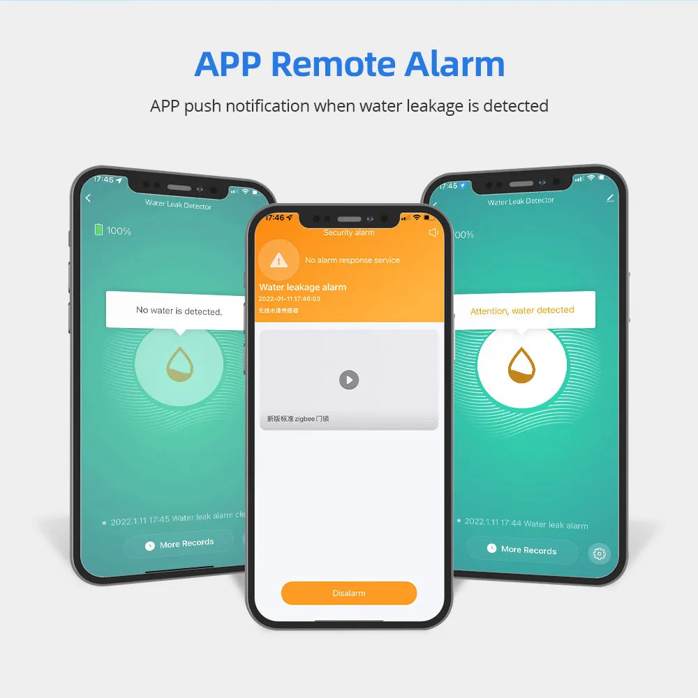 Zemismart Zigbee Water Leak Detector Smart Home Overflow Security Alarm Flood Leakage Sensor Work with Homekit via ZMHK-01