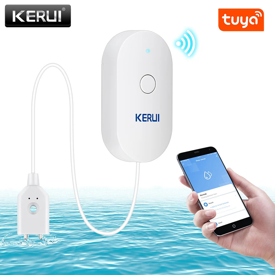 KERUI WL21 Tuya Smart Water Leakage Detector Wifi Water Sensor for Home Kitchen Washroom Toilet  Tuya APP Monitoring of Leaks