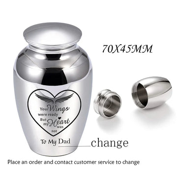 70X45MM Funeral ashes jar commemorative heart-shaped angel wings charm urn Keepsake mini cremation urn for human/pet ashes