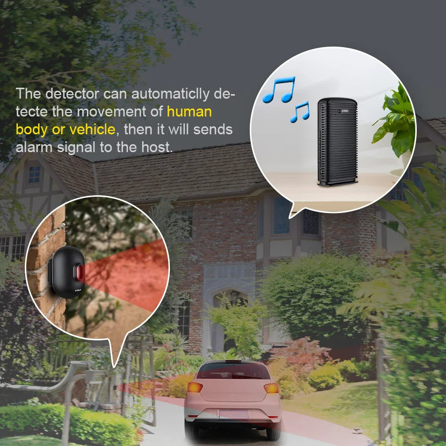 KERUI DW9 Wireless Driveway Garage Alarm Welcome Burglar Alarm Waterproof Outdoor PIR Motion Sensor Detector Security Protection