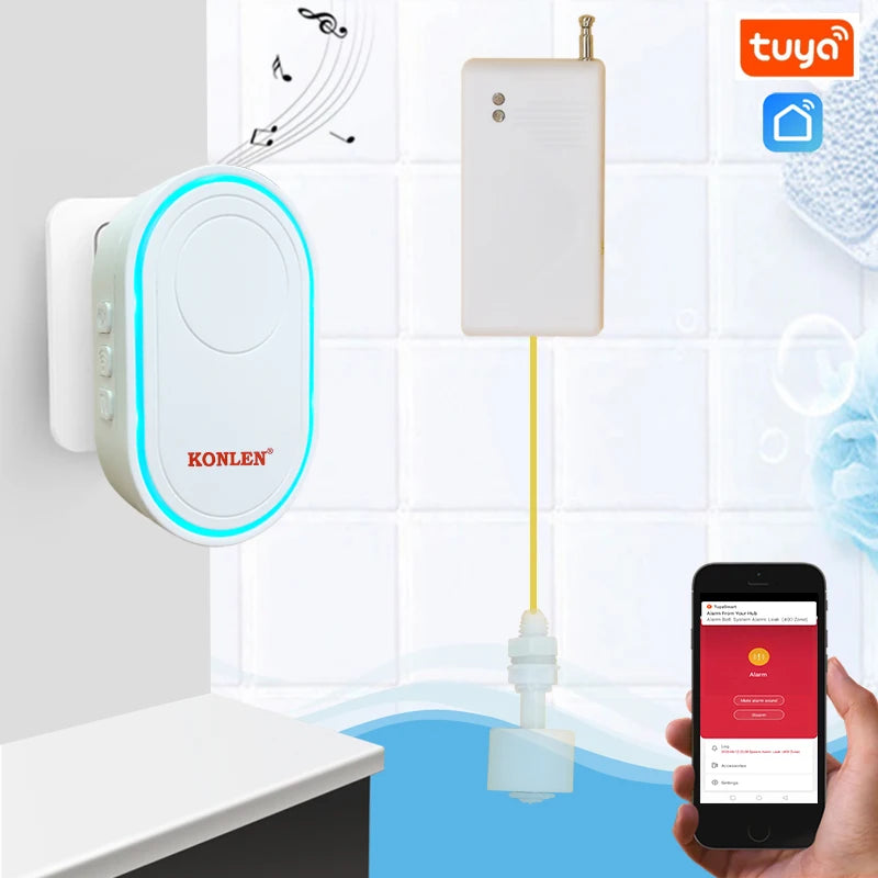 Tuya WIFI Leakage Sensor Water Leak Detector Liquid Level Siren Alarm Smart Life overflow flood Alert for bathroom tank kitchen