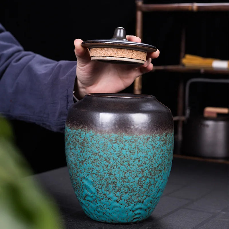 8" Large-Sized Funeral Urn Cremation Urns for PET Human Ashes Adult Made in Ceramics With Manual Relief Display Burial Urns