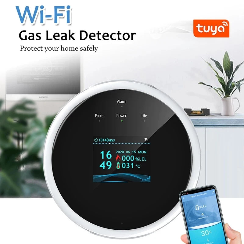 Staniot Tuya WiFi Smart LPG Leak Sensor LED Display Screen APP Control Safety Smart Home Leakage Sensor Support Smart Life App