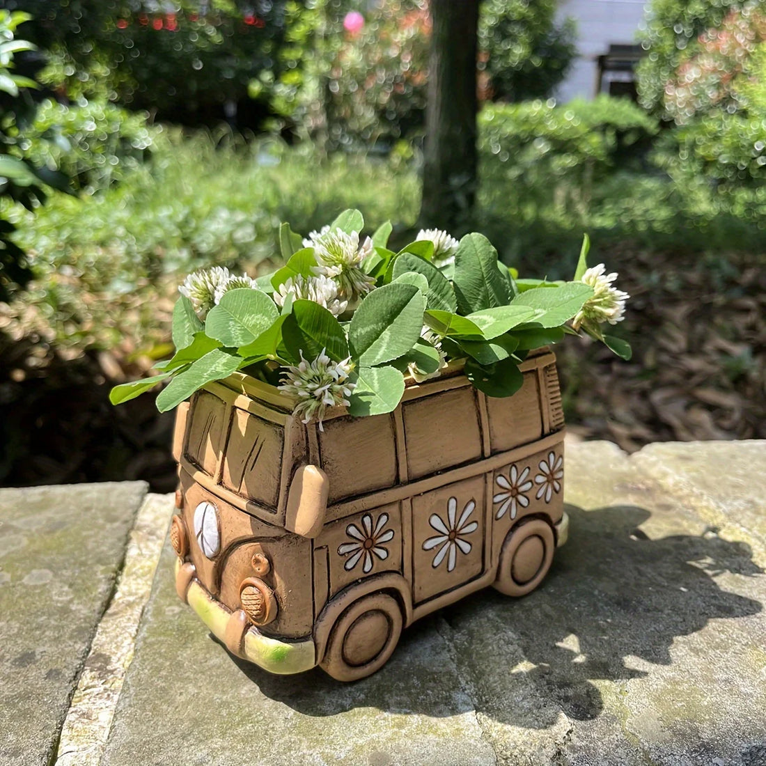 [Vintage Planter] Vintage Hippie Van Resin Planter, 1pc | Creative Flower Pot for Indoor & Outdoor Decor, Versatile Room Accent