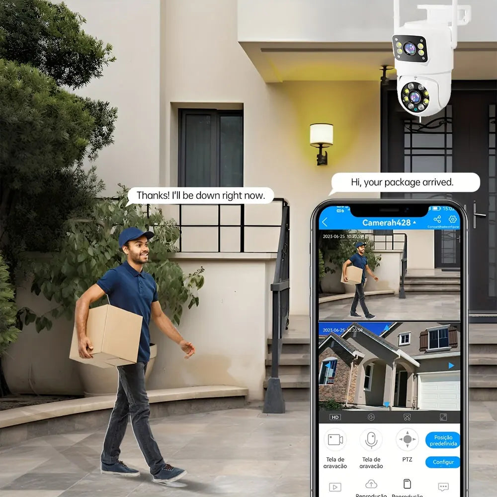 10MP Tuya Dual Lens Wifi Camera PTZ Outdoor 4K Wireless Dual Screen Security Camera Auto Tracking Surveillance Alexa/ Goggle Cam