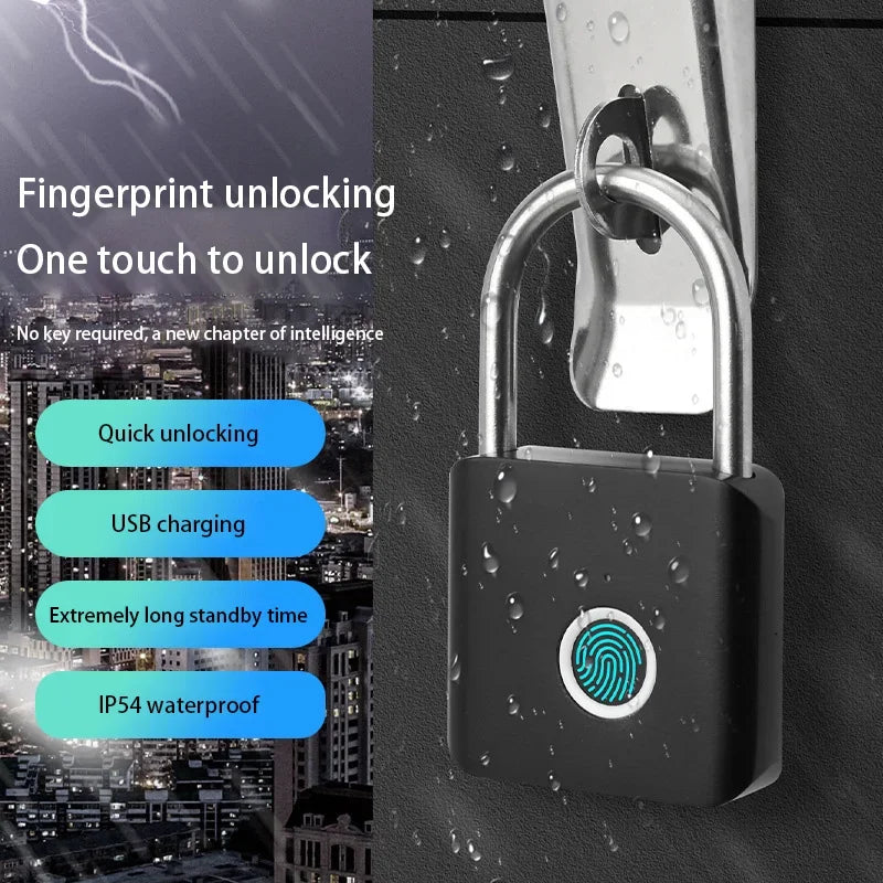 Xiaomi Smart Fingerprint Padlock IP54 Waterproof and Rust-proof Padlock Smart Electronic Anti-theft Password Lock Cabinet Drawer