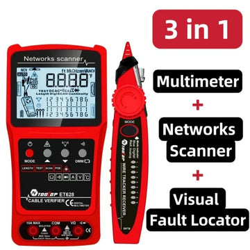 TOOLTOP 600M Length Measurement LAN Network Tester POE Test Noise-free Cable tracing Multimeter Visual Fault Locator 3 in 1