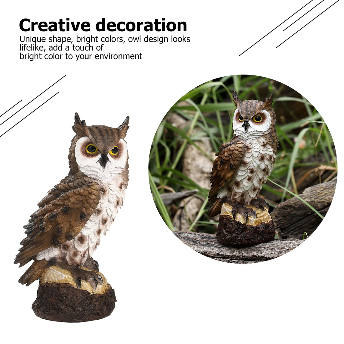 Resin Owl Statue Fake Owl Outdoor Sculpture Garden Decor Owl Figurine Lawn Yard Decor Lucky Owl Craft for Living Room Office