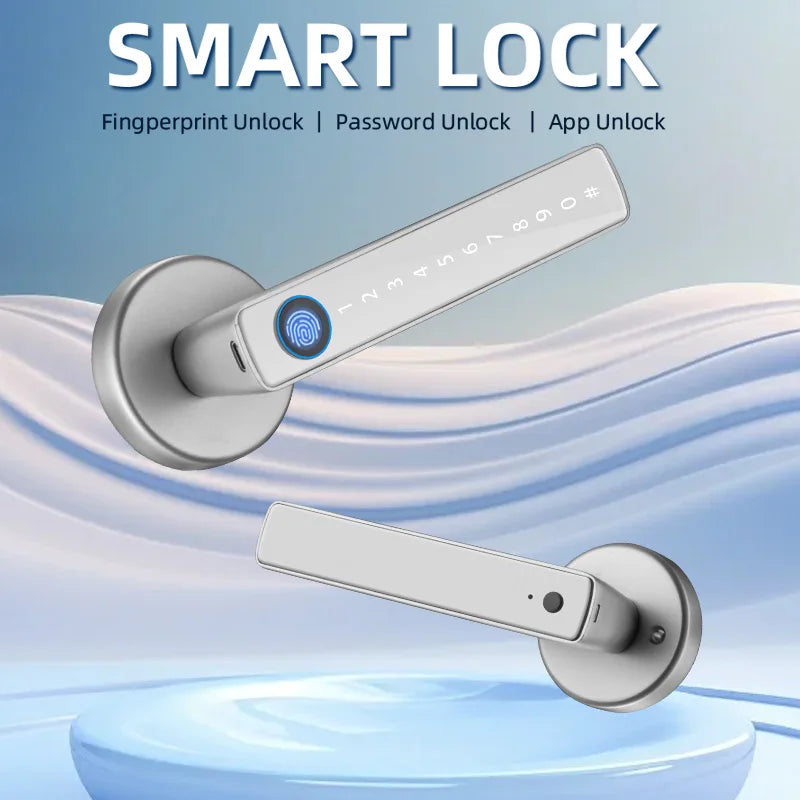 XSDTS M5 Tuya BLE Fingerprint Door Lock Digital Electronic Lock with Password/Key/IC Card/ Smartlife/ Tuya APP Unlock