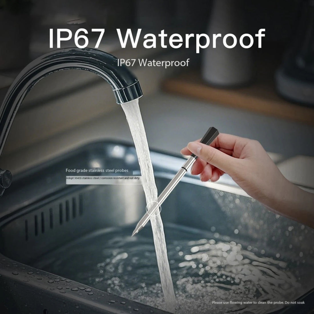 Dual-Temperature Bluetooth Smart Kitchen Thermometer Ceramic Probe IP67 Waterproof Digital Display Food Assistant BBQ Oven Meat
