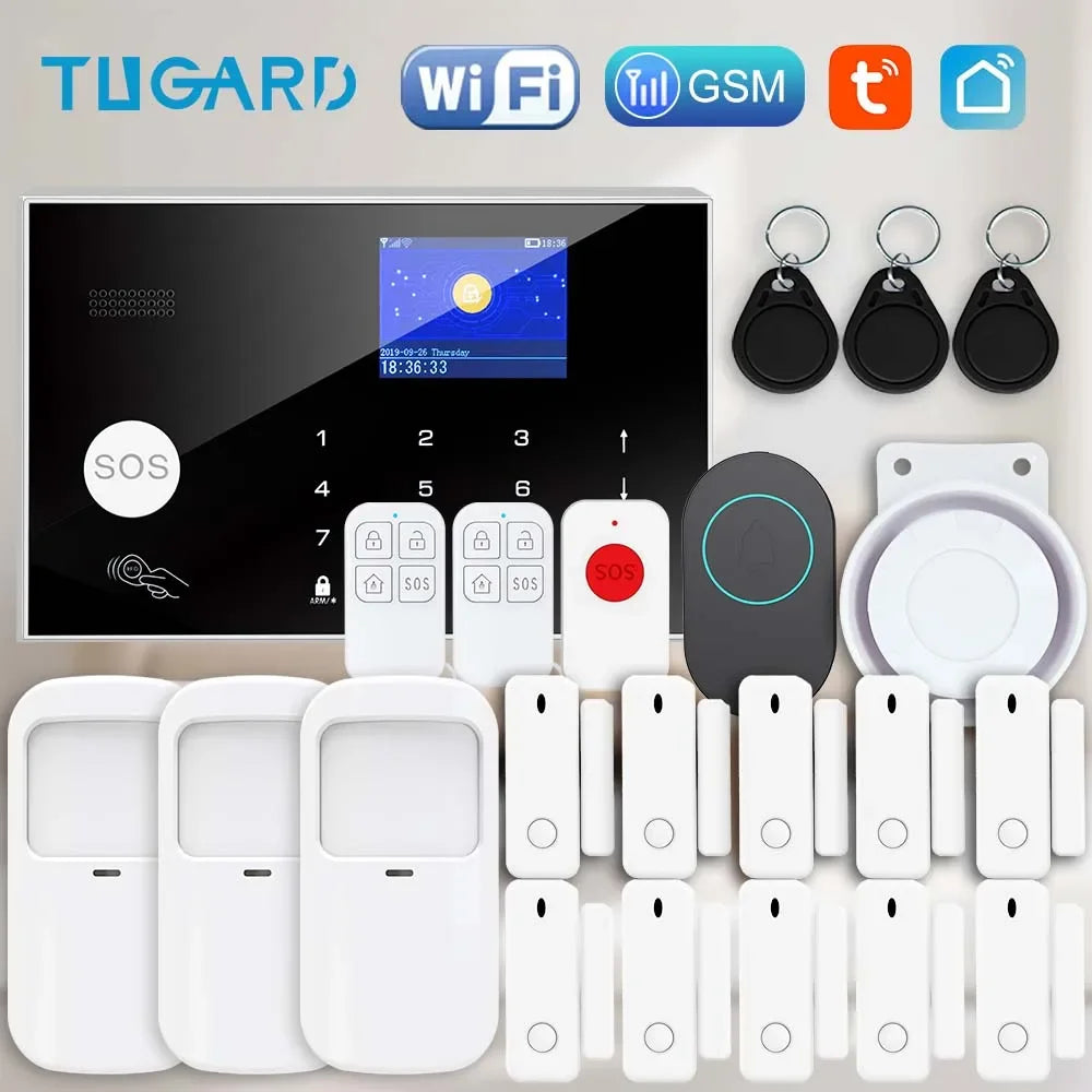 Multi-function Alarm System for Home Security with GSM WiFi Host, Smart Life App Control and Emergency SOS Button