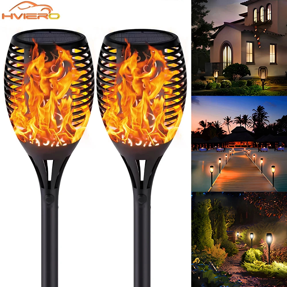 1/2/4/8Pcs Solar Flame Lights 12LED Bulbs Flickering Waterproof Garden Decoration Outdoor Lawn Path Yard Patio Night Floor Lamps