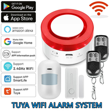 WiFi Tuya Home Alarm System 120DB Wireless WIFI Siren 433MHz Burglar Security Alarm Smart Life App Control Wireless Home Alarm