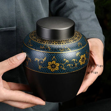 Black Urns for Ceramics Ashes Sealed Cremation Funeral Keepsake Human Pet Memorial Suitable Home Fireplaces Burial Ash Urn