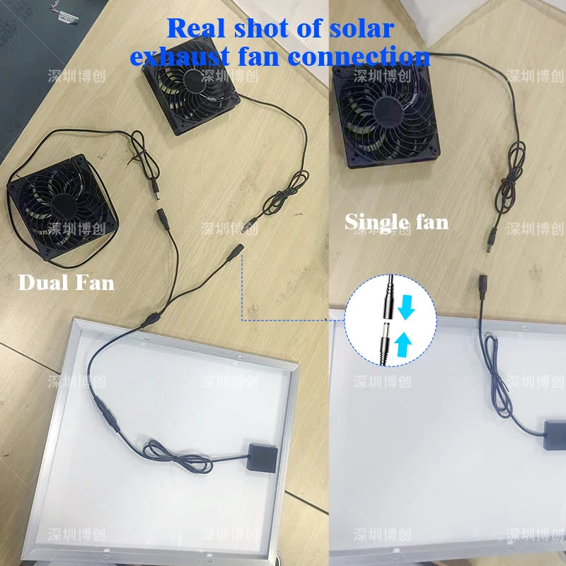 20W-500W Solar Panel Fan - Portable 12V DC Solar Powered Exhaust Fan with Blades, for Greenhouse, Shed, RV, Boat, Camping