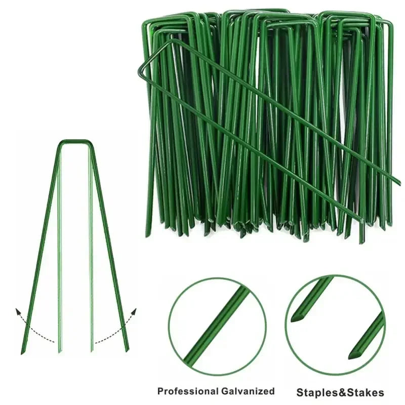 10/200pc Landscape Staples U-Shaped Garden Pins Garden Stakes Staples Heavy Duty Yard Lawn Tent Stakes Securing Pegs For Weed Ba