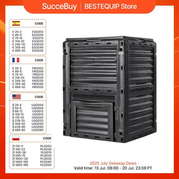 SucceBuy Garden Compost Bin BPA Free Composter Large Capacity Outdoor Composting Bin with Top Lid and Bottom Door Ample Space