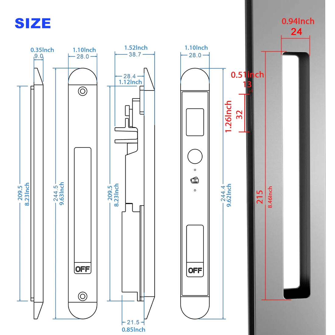 WINFREE Smart Key Pad Fingerprint Sliding Door Tuya Bluetooth Smart Lock Work with Google Home or Alexa Smart Home