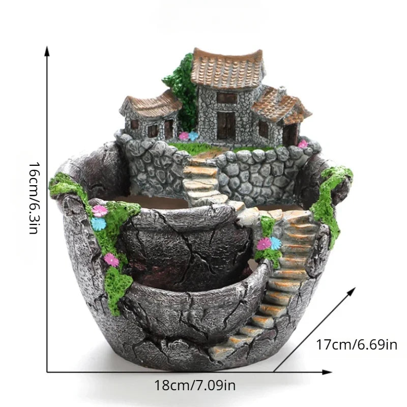 Succulent Plants Planter Flowerpot Resin Flower Pot Desktop Potted Holder Home Garden Decoration Plants Holder