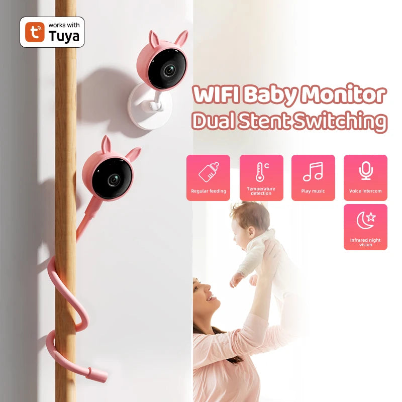 1080P HD Baby Monitor Tuya APP Remote Control 2 Million Pixel Camera Sound Temperature Detection Infrared Night Vision Babyphone