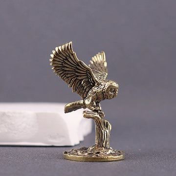 1Pcs Retro Copper Animal Tea Pet Desktop Ornament Antique Solid Brass Owl Miniature Figurines Home Decor Crafts