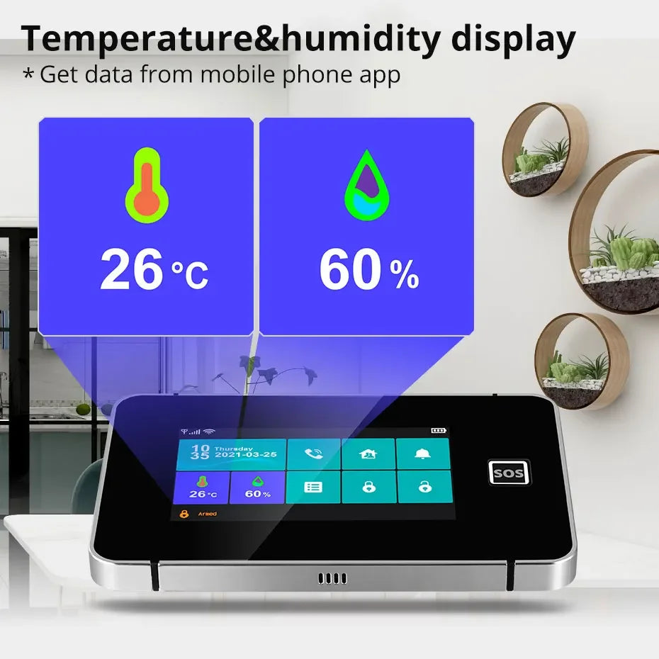 KERUI G60B 2G WIFI GSM Alarm System 4.3inch Touch Screen Panel Tuya Smart Home Alarm with Temperature Humidity Display for House