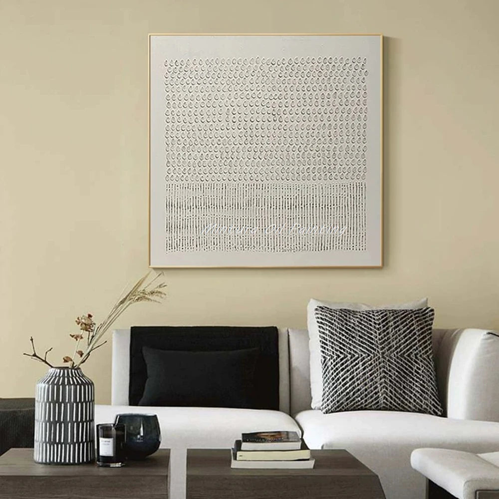 Mintura,Hand-painted Brown Point Abstract Textured Oil Paintings,Simple Artwork,Beige Brown Canvas,Wall Art Decor For Hotel Home