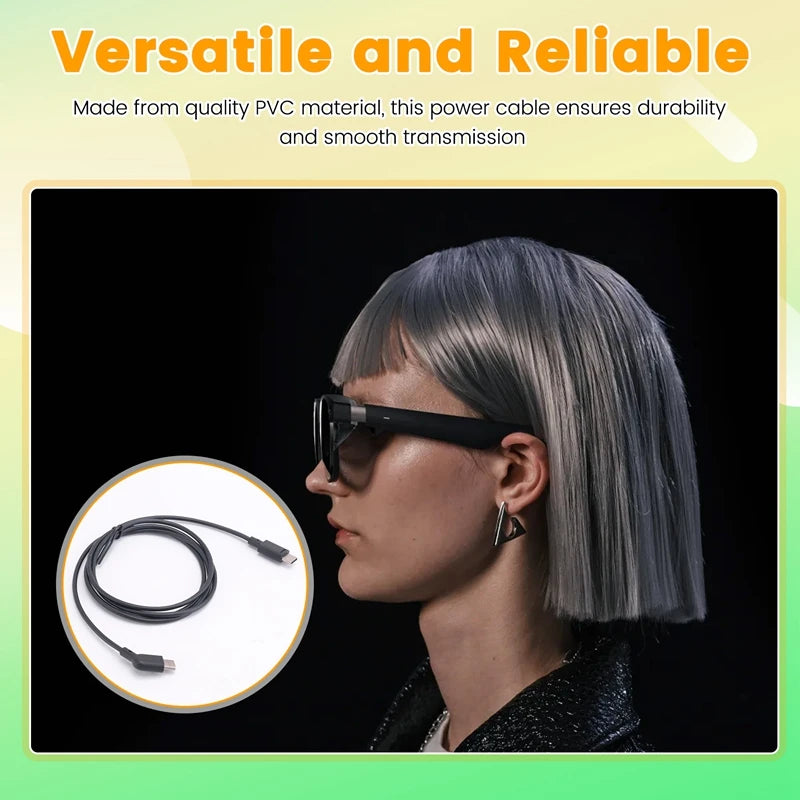 120CM Data Cable Coaxial Cable Smart AR Glasses Accessories For Xreal Rokid Viture Rayneo Air AR Glasses Accessories