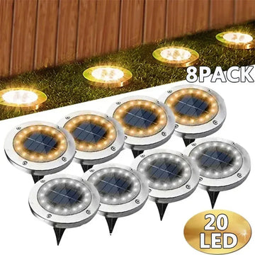 1/4/8Pcs Solar Lights Outdoor 8/20LEDs Disk Underground Lamp Spotlight Buried Solar Light for Home Garden Lawn Yard Decoration