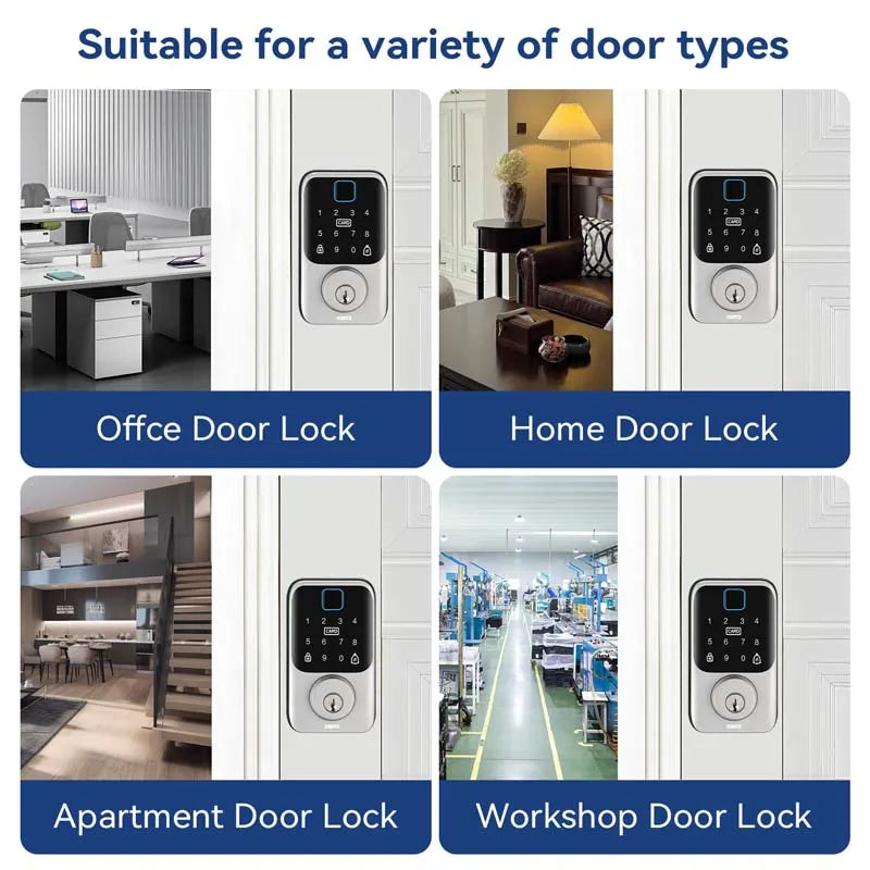 XSDTS Entry Smart Door Lock IC Card Key/Password/Fingerprint Tuya Smartlife APP Unlock Front Door Smart Lock Deadbolt