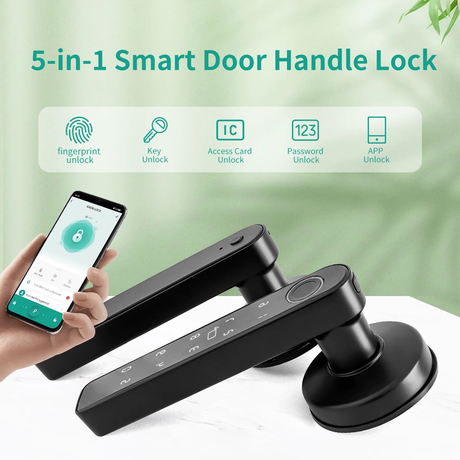 Tuya Smart Door Lock Handle Unlock With Fingerprint IC Card Tuya APP Digital Door Locks Key Home Security Protection