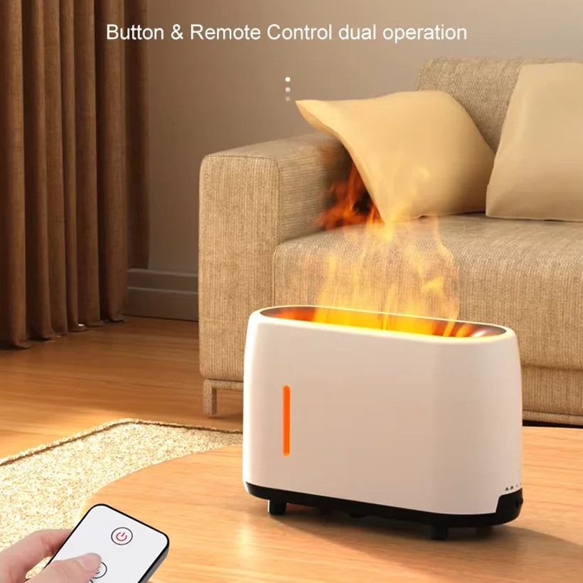 Colorful Flame Mini Aroma Diffuser 240ml Auto-Off Fire Air Humidifier Oil Diffuser with Remote Control for Home Baby Gift