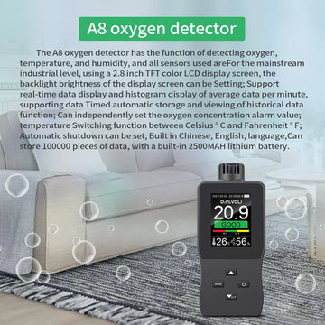 A8 Handheld Oxygen Concentration Detector Oxygen Content Monitor Oxygen Detector Oxygen Test Exceeds Alarms