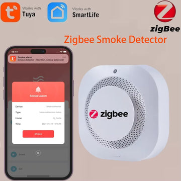 Tuya Zigbee Smoke Detector Home Kitchen Security Safety Prevention Smoke Sensor Sound Alarm Work With Zigbee Hub Smart Life APP