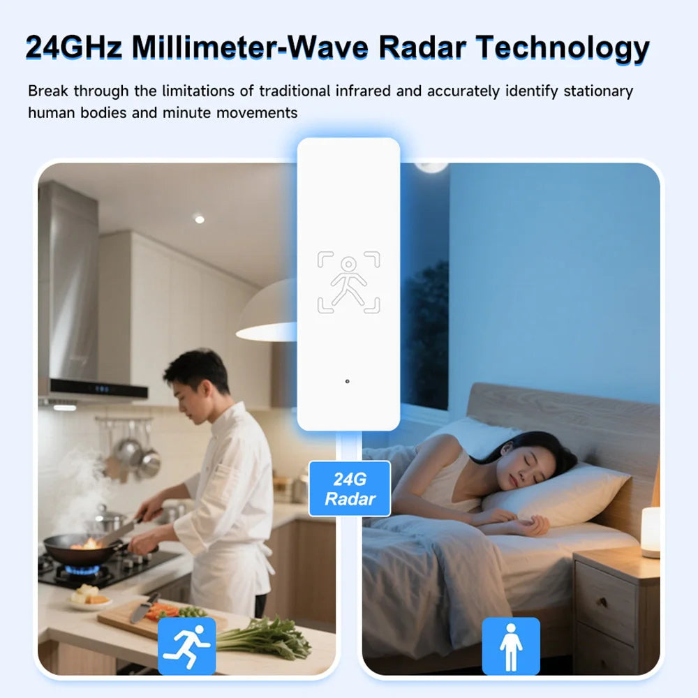 Tuya Zigbee Human Presence Detector Smart 24GHz Radar Detector Body PIR Sensor  Motion Sensor Smart Life APP Alexa Home Security