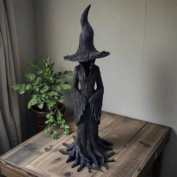 Dark Style Halloween Witch Statue Resin Desktop Ornament Retro Gothic Horror Decor Home Party Decoration Collectible Figurine