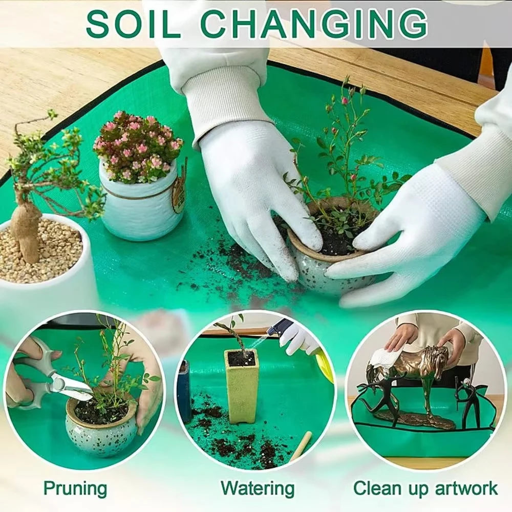 1pc Flower Pots Planting Mat Waterproof Transplanting Mats Foldable PE Plant Repotting Mat Gardening Planting Mat 32-100cm