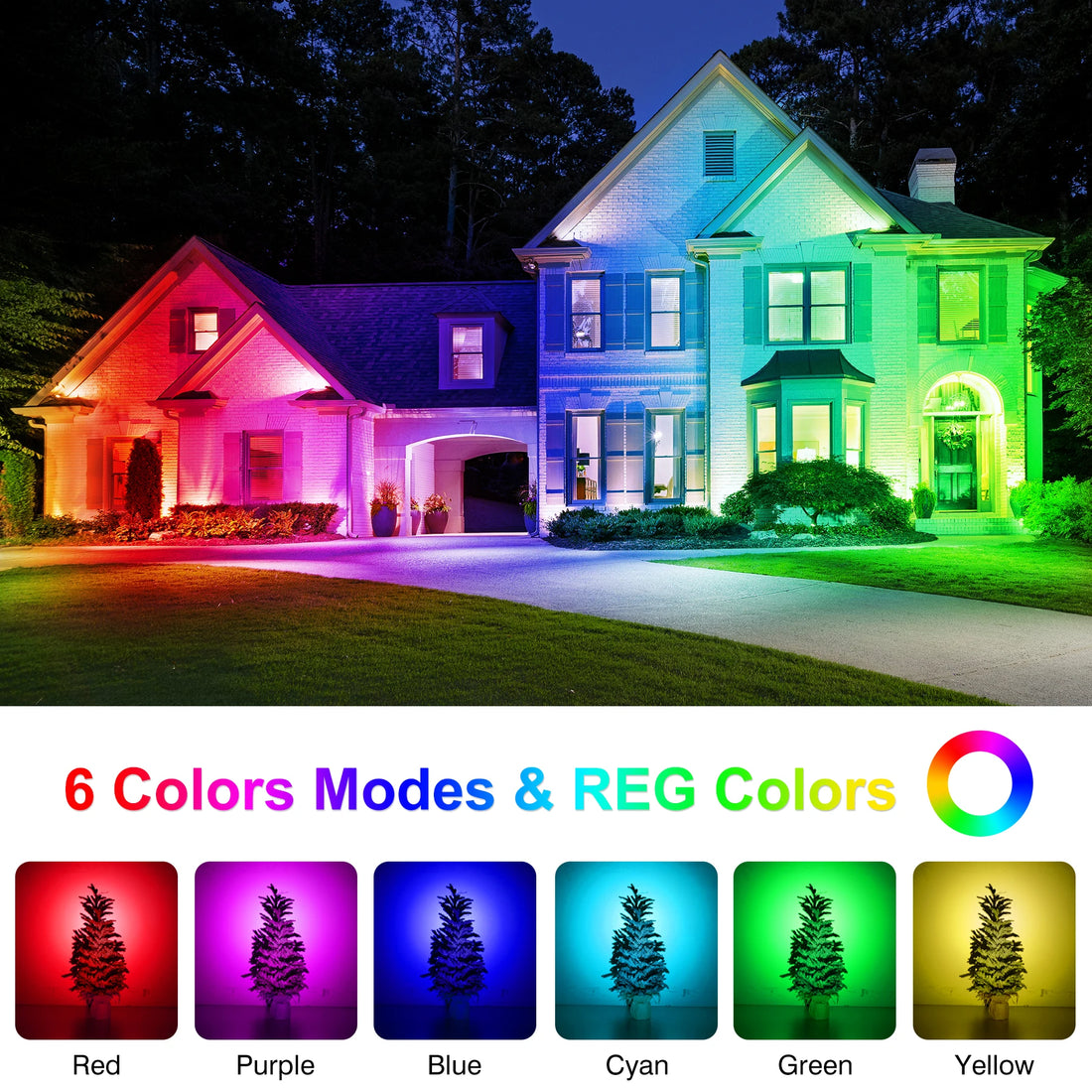 RGB Solar Spotlights for Tree Landscape Color Changing Waterproof Garden Lights Christmas Halloween Outdoor Decor Solar Lamp
