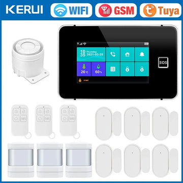 KERUI G60B 2G WIFI GSM Alarm System 4.3inch Touch Screen Panel Tuya Smart Home Alarm with Temperature Humidity Display for House