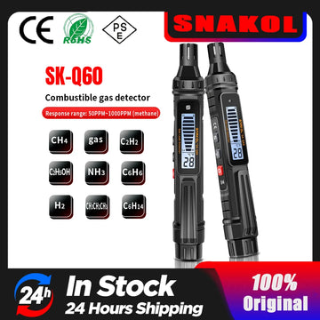 Snakol Gas Leak Detector Combustible Natural Co2 Flammable Alcohol LPG Methane Analyzer Rechargeable Buzzer Alarm PPM LEL Tester