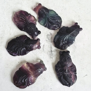 Natural fluorite goldfish polishing decoration crystal quartz mineral restoration spiritual decoration