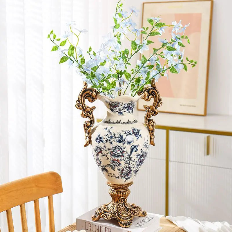 Retro new Chinese ceramic craft vase home decoration living room entrance hall store home art flower arrangement