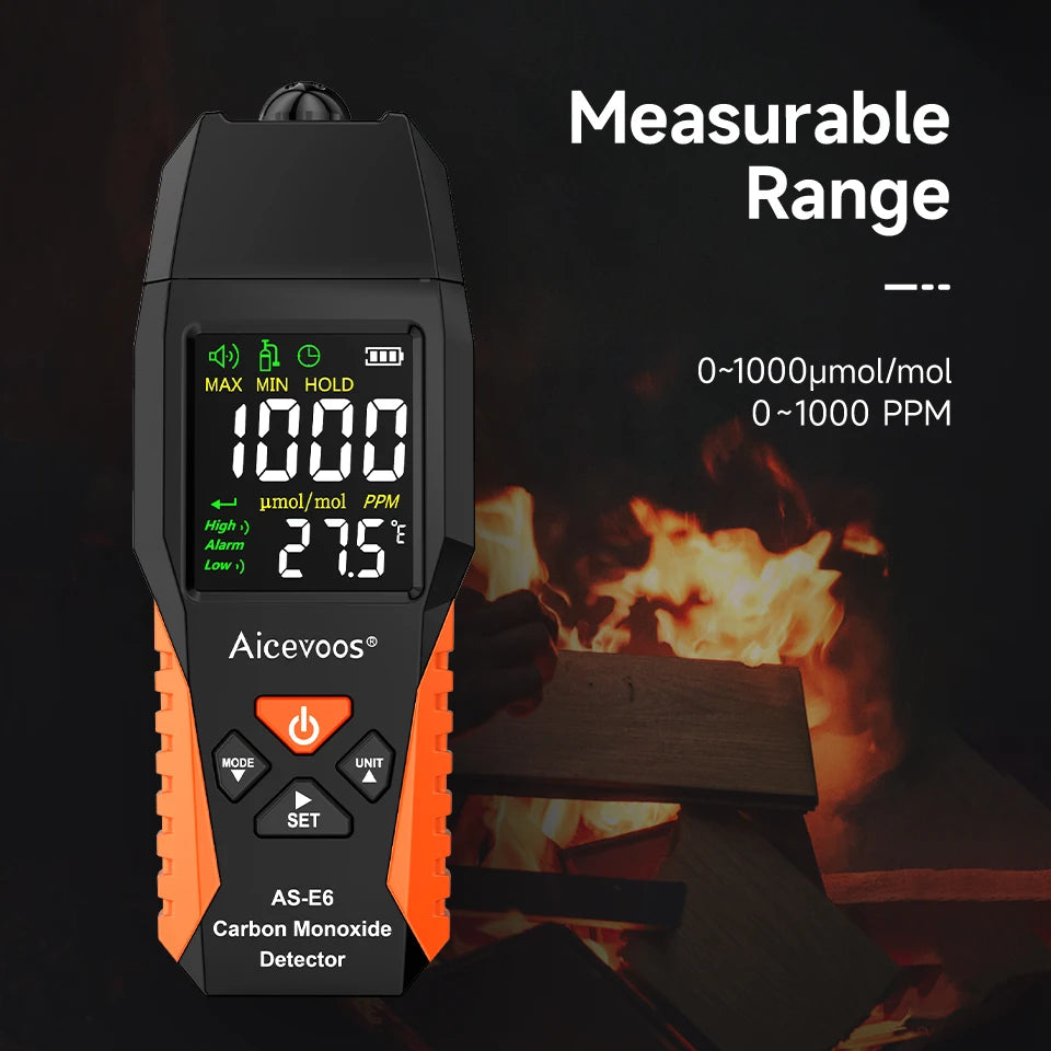 Aicevoos Carbon Monoxide Detector,Range 0-1000PPM,Professional High Precision CO Gas Monitor Tester,Audible And Visual Alarm