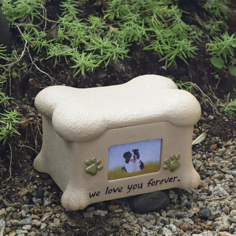 Resin Pet Urn for Small Dogs & Cats, Personalized Memorial Keepsake Box with Angel Wings, Ashes Holder for Cremation