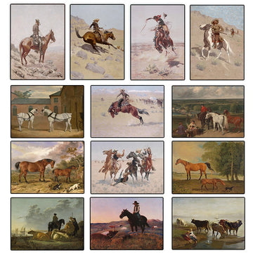 Retro Middle Aged Antique Posters Wrangler Unfettered Landscape Prints Canvas Paintings Wall Art Pictures Living Room Home Decor