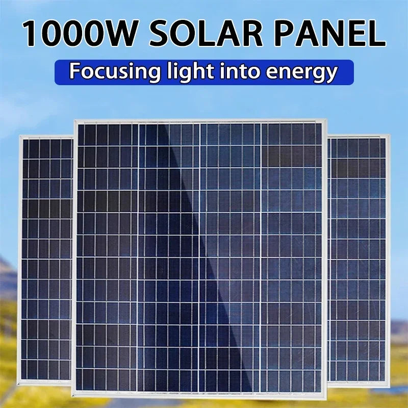 500W1000W 12V Photovoltaic  Solar Panel, Power Bank Kit100AController Solar Plate For Home/Car Fast Battery/camping accessories